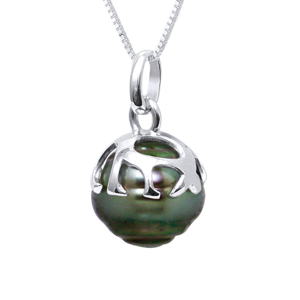 Pendentif Ethnique Perle De Tahiti Cerclée 9-10 - Chaîne Offerte - Or 375 - Nui