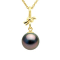 Pendentif Perle De Tahiti Ronde 9-10 Mm - Chaine Offerte - Or 375 - Faruka