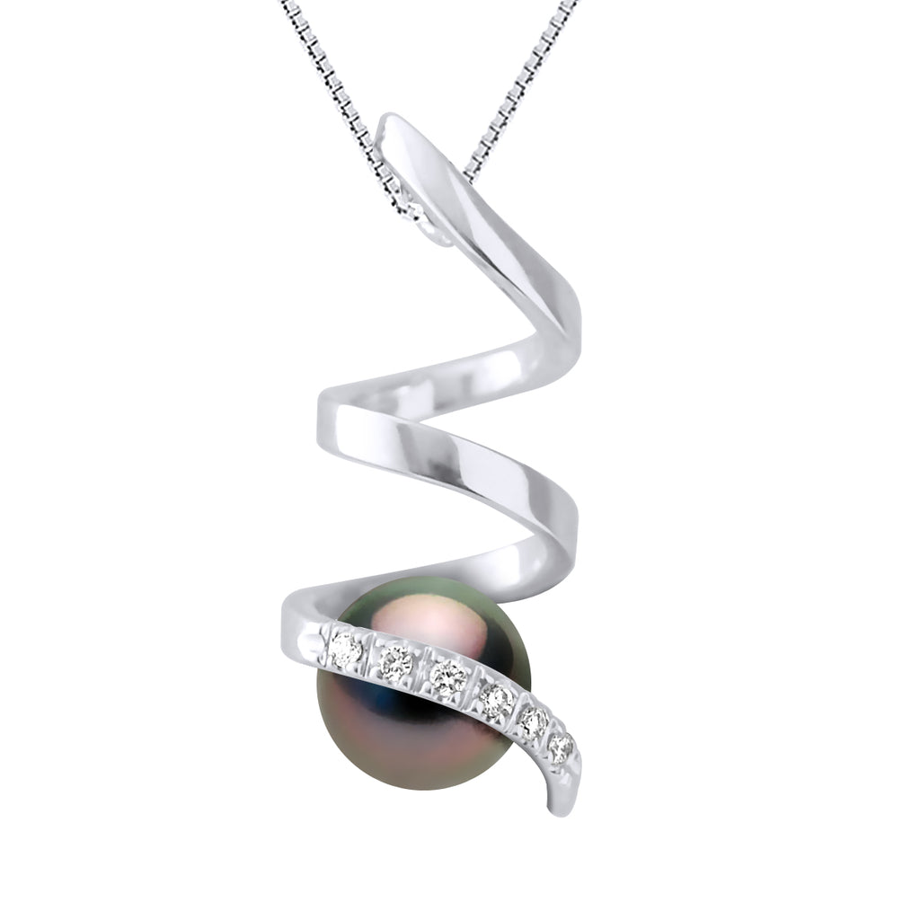 Pendentif Prestige Perle De Tahiti Ronde 7-8 Mm - Diamants 0.06 Cts - Joaillerie Or 375 - Ripanui