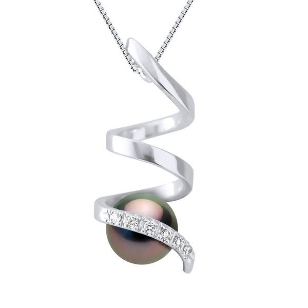 Pendentif Prestige Perle De Tahiti Ronde 7-8 Mm - Diamants 0.06 Cts - Joaillerie Or 375 - Ripanui