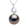 Pendentif Joaillerie Perle De Tahiti Ronde  9-10 Mm - Diamants 0.030 Cts - Or 375 - Uaina
