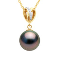 Pendentif Perle De Tahiti Ronde 10-11 Mm - Diamants 0.030 Cts - Joaillerie Or 375 - Ataata
