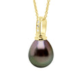 Pendentif Perle De Tahiti Poire 10-11 Mm - Diamants 0.03 Cts - Chaîne Offerte - Joaillerie Or 375 - Makiroa