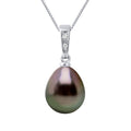 Pendentif Prestige Perle De Tahiti Poire 9-10 Mm - Diamants 0.010 Cts - Chaîne Offerte - Or 375 - Tikehau