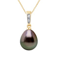 Pendentif Prestige Perle De Tahiti Poire 9-10 Mm - Diamants 0.010 Cts - Chaîne Offerte - Or 375 - Tikehau