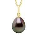 Pendentif Articulé Fil Or Jaune 375 Millièmes Et Véritable Perle De Culture De Tahiti Poire 9-10 Mm
