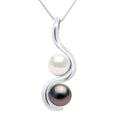 Pendentif Toi & Moi Perles De Tahiti Et Eau Douce Rondes 8-9 Mm - Chaîne Offerte - Or 375 - Okunama
