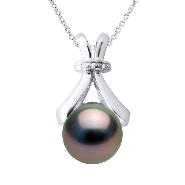 Collier Prestige Perle De Tahiti Ronde 7-8 Mm - Diamant 0.010 Cts - Joaillerie Or 375 - Makarava