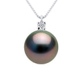 Collier Prestige Perle De Tahiti Ronde 9-10 Mm - Diamant 0.030 Cts - Joaillerie Or 375 - Arubaya