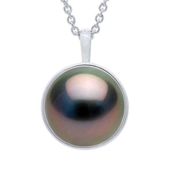 Collier Perle De Tahiti Ronde 10-11 Mm - Entourage Lisse - Or 375 - Manuia