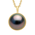 Collier Perle De Tahiti Ronde 10-11 Mm - Entourage Lisse - Or 375 - Manuia