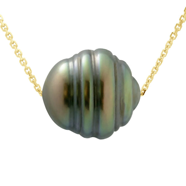 Colliers Perle De Tahiti Cerclée - Tailles De 9 À 11 Mm - Chaîne Forçat - Or 375 - Manureva
