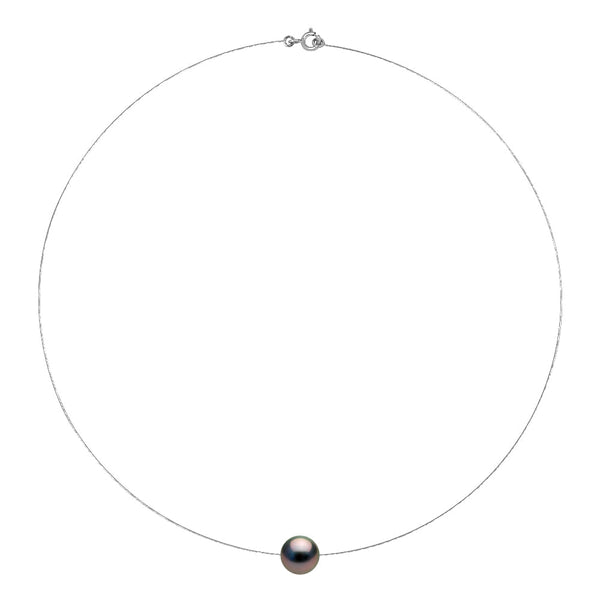 Collier Perle De Tahiti Ronde 10-11 Mm - Câble Or 375 - Iaore