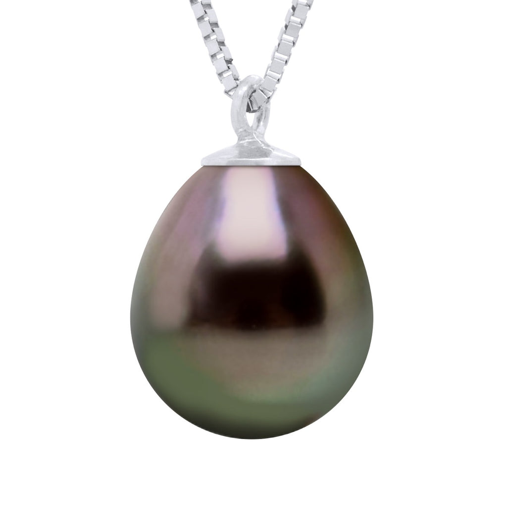 Collier Véritable Perle De Culture De Tahiti Poire 9-10 Mm