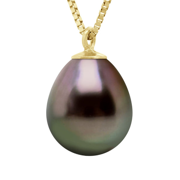 Collier Véritable Perle De Culture De Tahiti Poire 9-10 Mm
