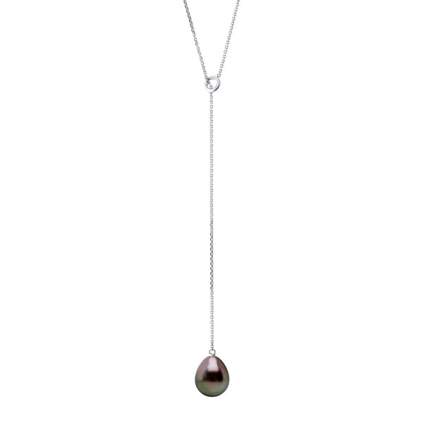 Collier Cravate Perle De Tahiti Poire 8-9 Mm - Chaîne Forçat - Or 375 - Orana