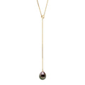 Collier Cravate Perle De Tahiti Poire 8-9 Mm - Chaîne Forçat - Or 375 - Orana
