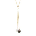 Collier Toi & Moi - 2 Perles Poires 9-10 Mm - Chaîne Forçat - Or 375 - Rakuva