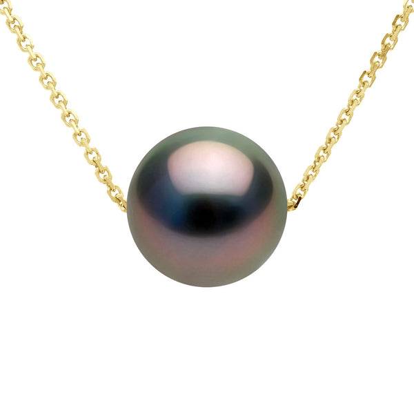 Collier Perle De Tahiti Ronde 8-9 Mm - Chaîne Forçat - Or 375 - Poerava