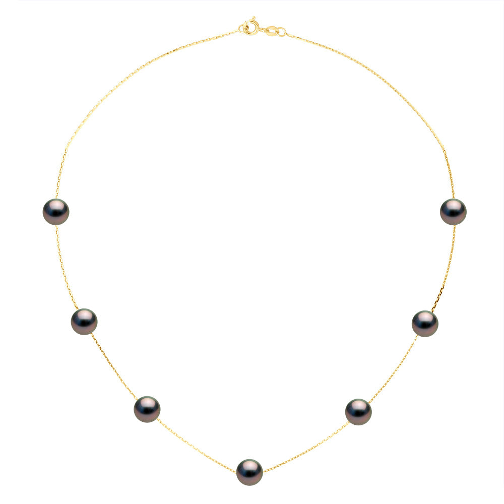 Collier 7 Perles De Tahiti Rondes 7-8 Mm - Chaîne Forçat - Or 375 - Tavanoa
