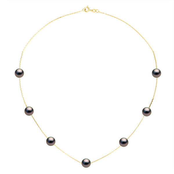 Collier 7 Perles De Tahiti Rondes 7-8 Mm - Chaîne Forçat - Or 375 - Tavanoa
