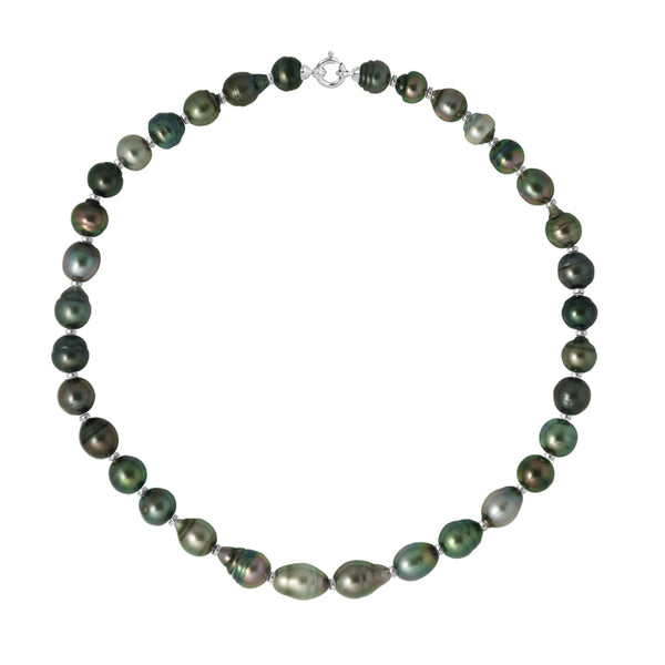 Collier Rang De Percles De Tahiti Cerclées 9-10 Mm - Or 375 - Vahine