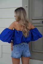 Blouse Col Bardot Nao - Bleu Roi