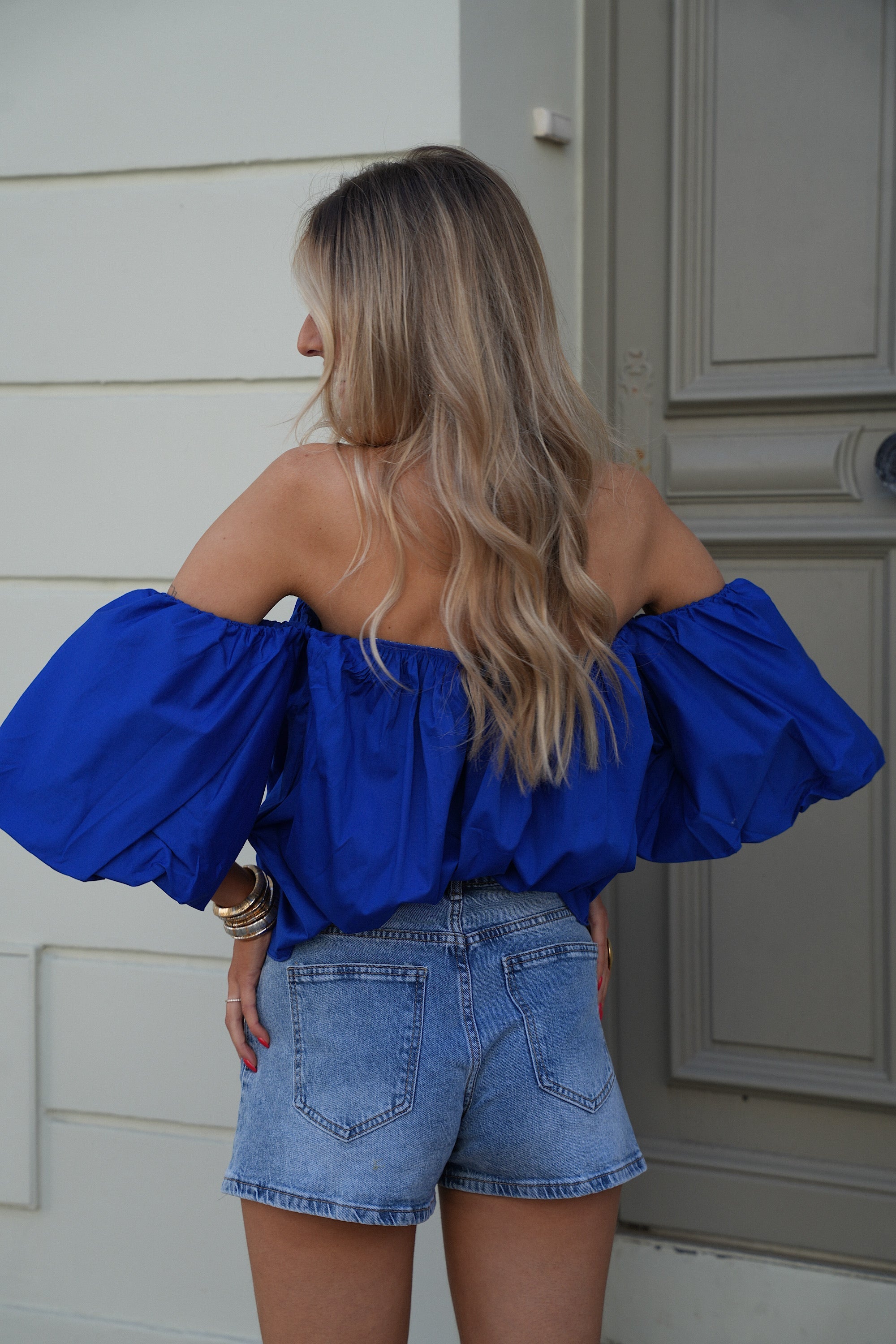 Blouse Col Bardot Nao - Bleu Roi