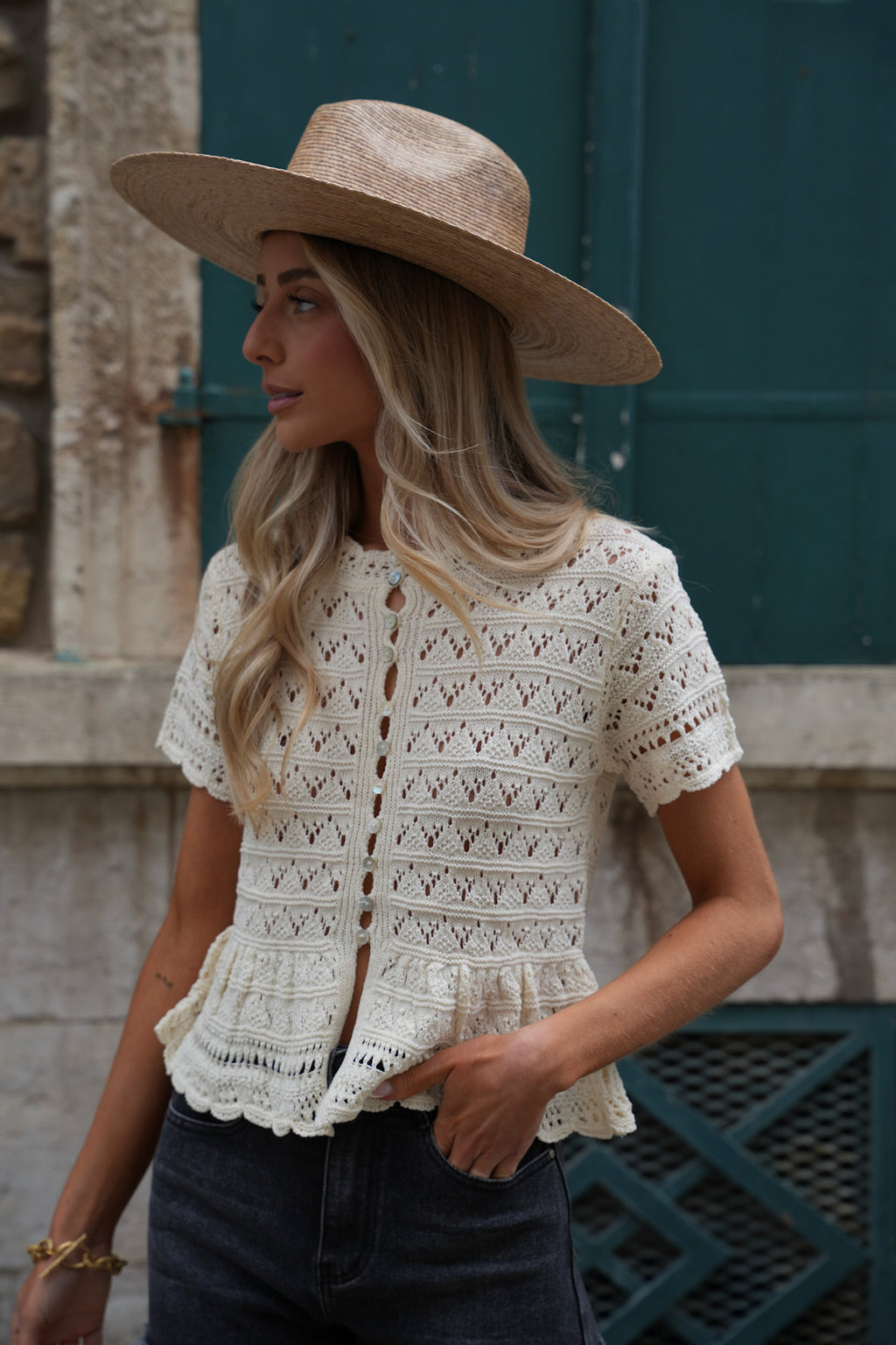 Blouse En Crochet Nora - Beige
