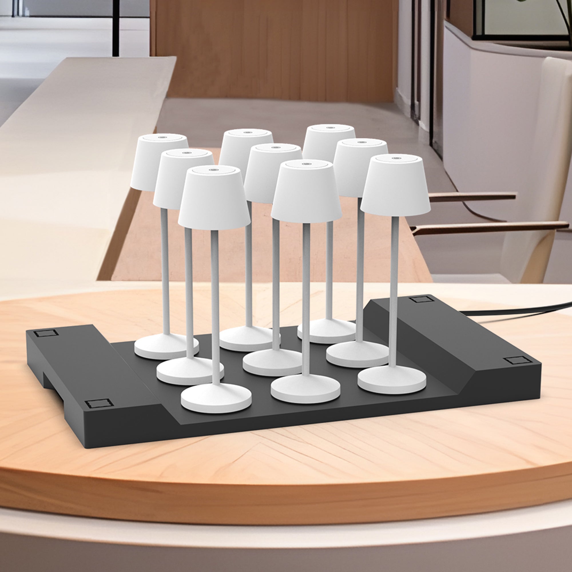 Emily - Lampe De Table Sans Fil - Acier - Blanc