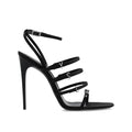 Saint Laurent Jerry Satin Sandals - Black - Femme