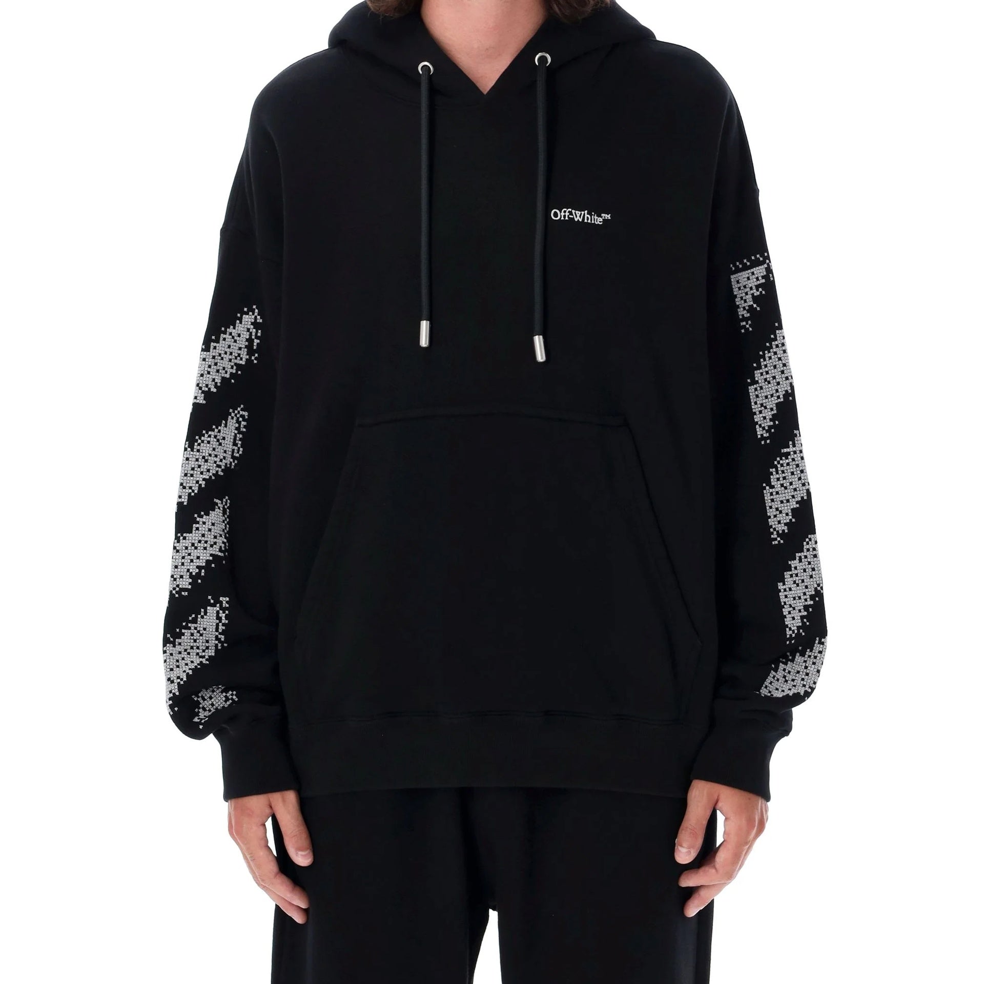Sweatshirt Off-White Pixel Diag Skate Hooded - Black - Homme