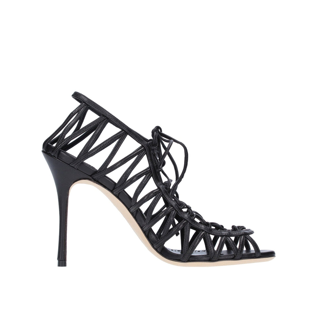 Manolo Blahnik Hamza 105 Leather Sandals - Black - Femme