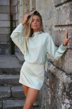 Robe Satinée Esther - Vert D’Eau