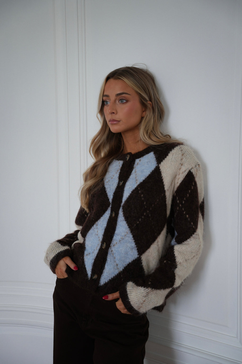 Gilet Losanges Elma - Chocolat/Bleu
