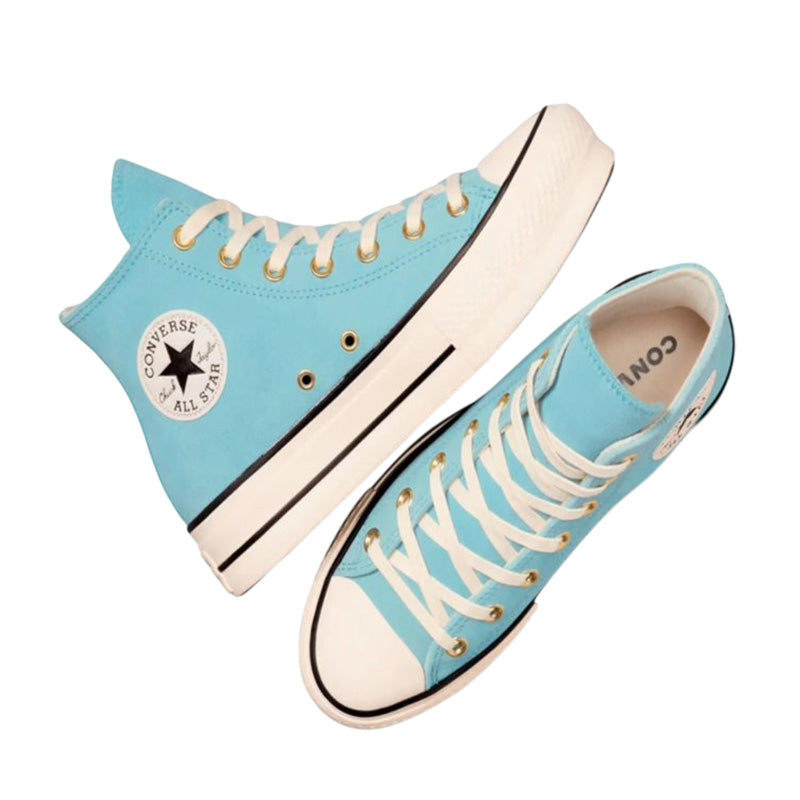 Baskets Femme Converse Hi All Star Lift - Bleu, Gold