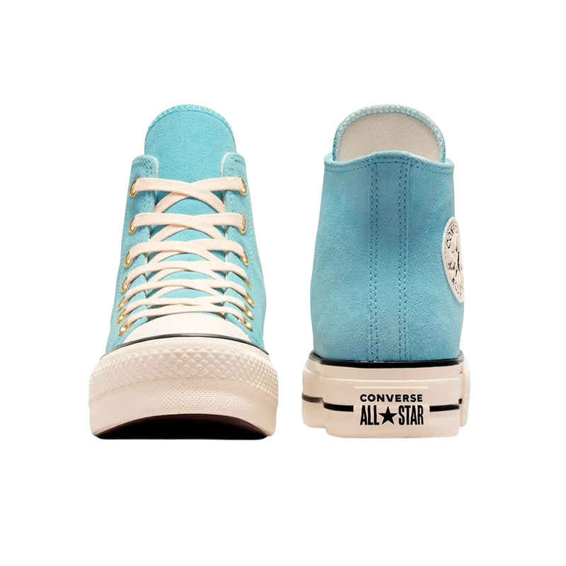 Baskets Femme Converse Hi All Star Lift - Bleu, Gold