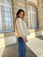 Veste Trench Liberty En Coton Beige Hortense À Volants