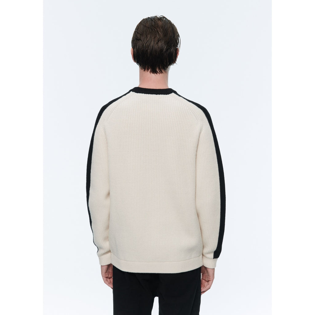 Fursac - Pull Écru En Laine À Bandes Noires