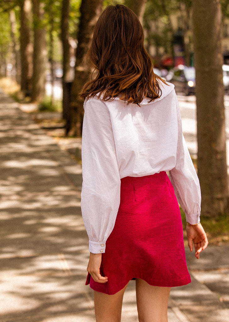 Jupe En Velours Gisele magenta | MARIE SIXTINE
