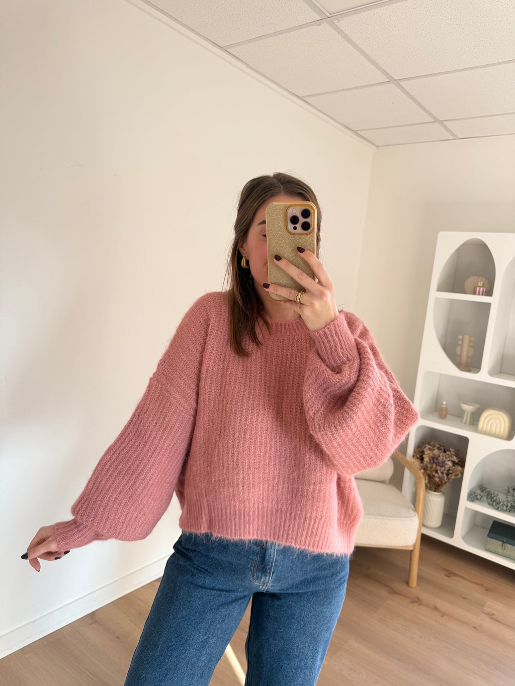Pull En Maille Jade Vieux Rose
