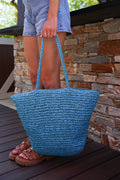 Sac En Paille Opale - Bleu