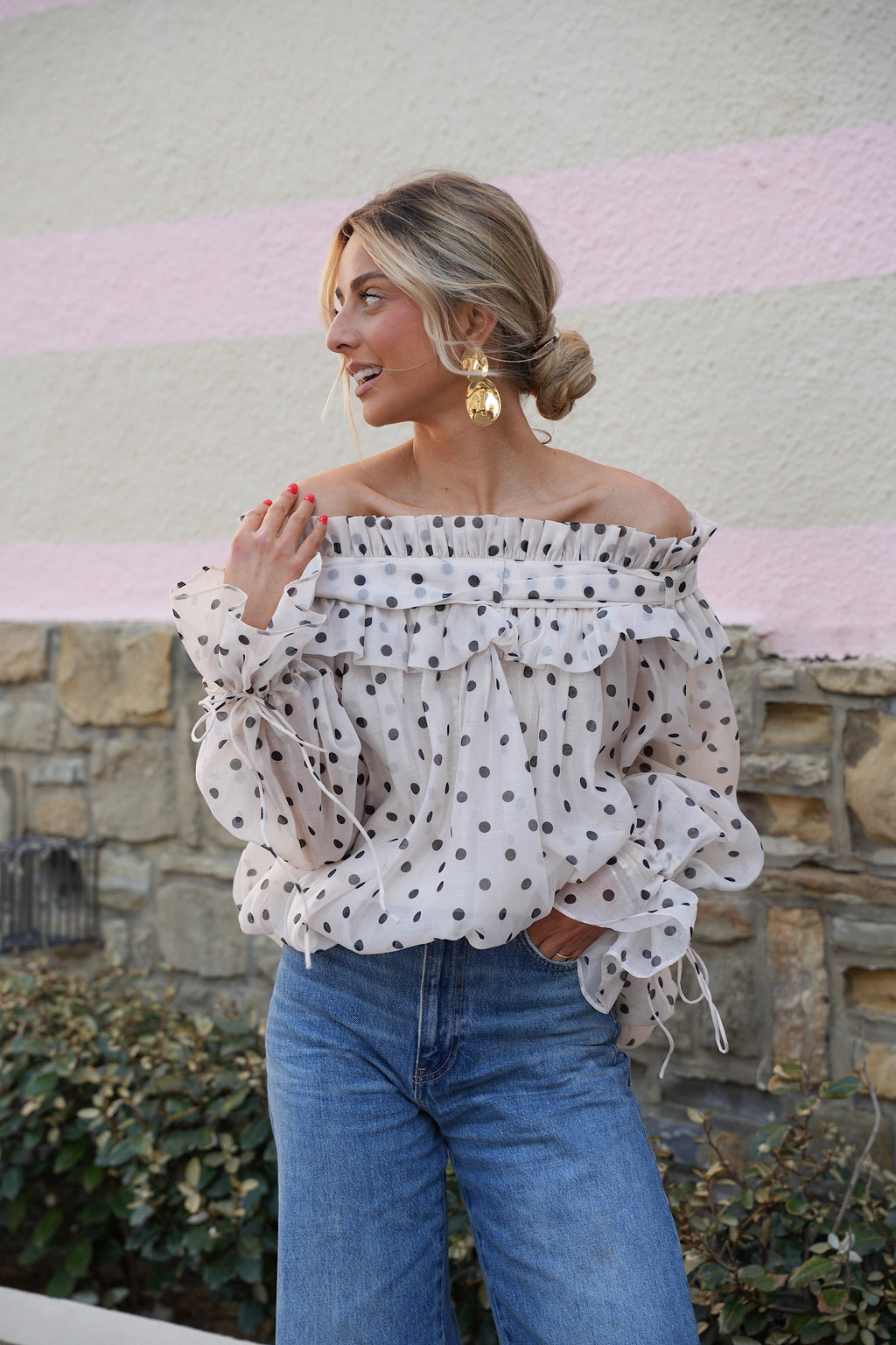 Blouse À Pois Aya - Crème/Noire