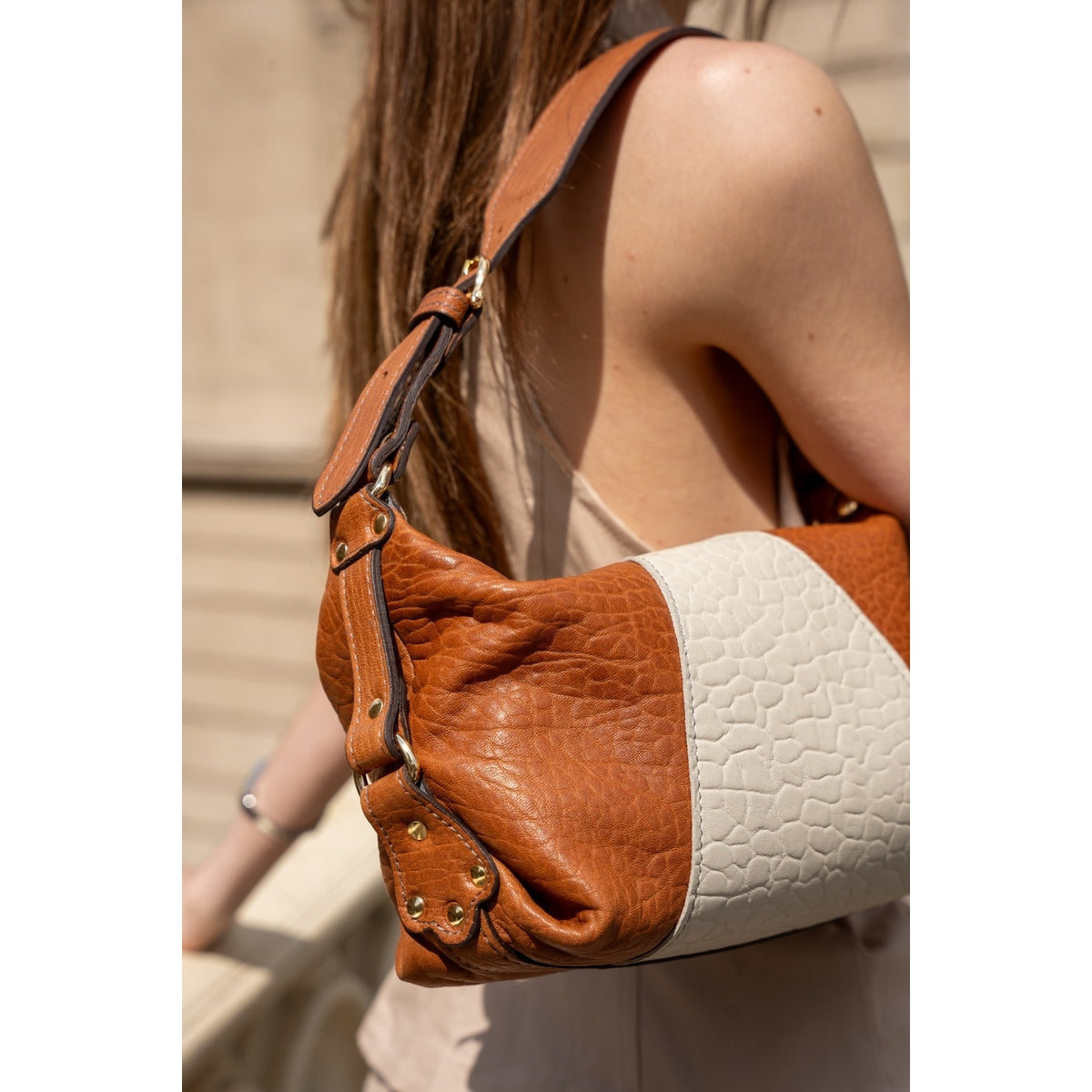 Sac À Main Dream - Camel/Blanc Casse