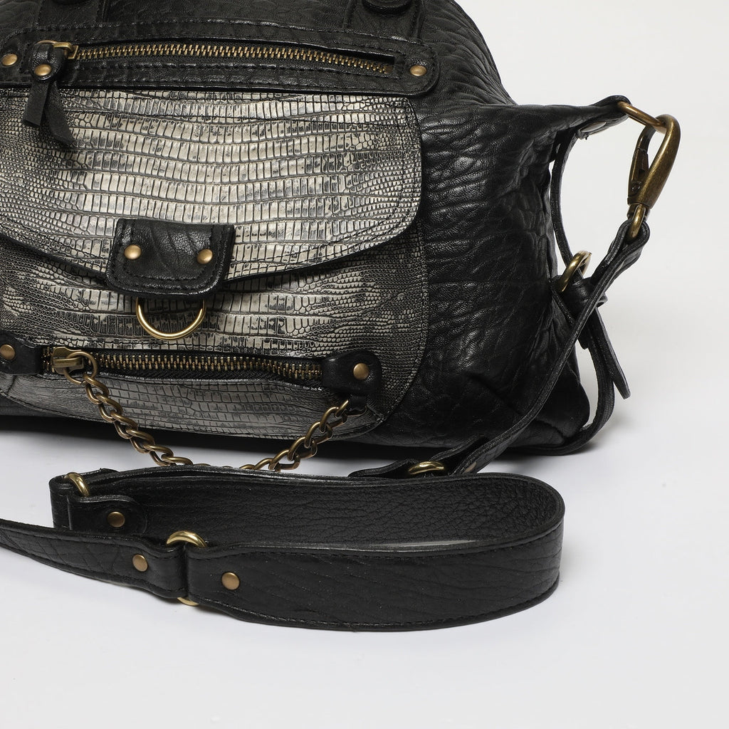 Sac À Main Mini Odelia - Noir/Imprime Python Gris