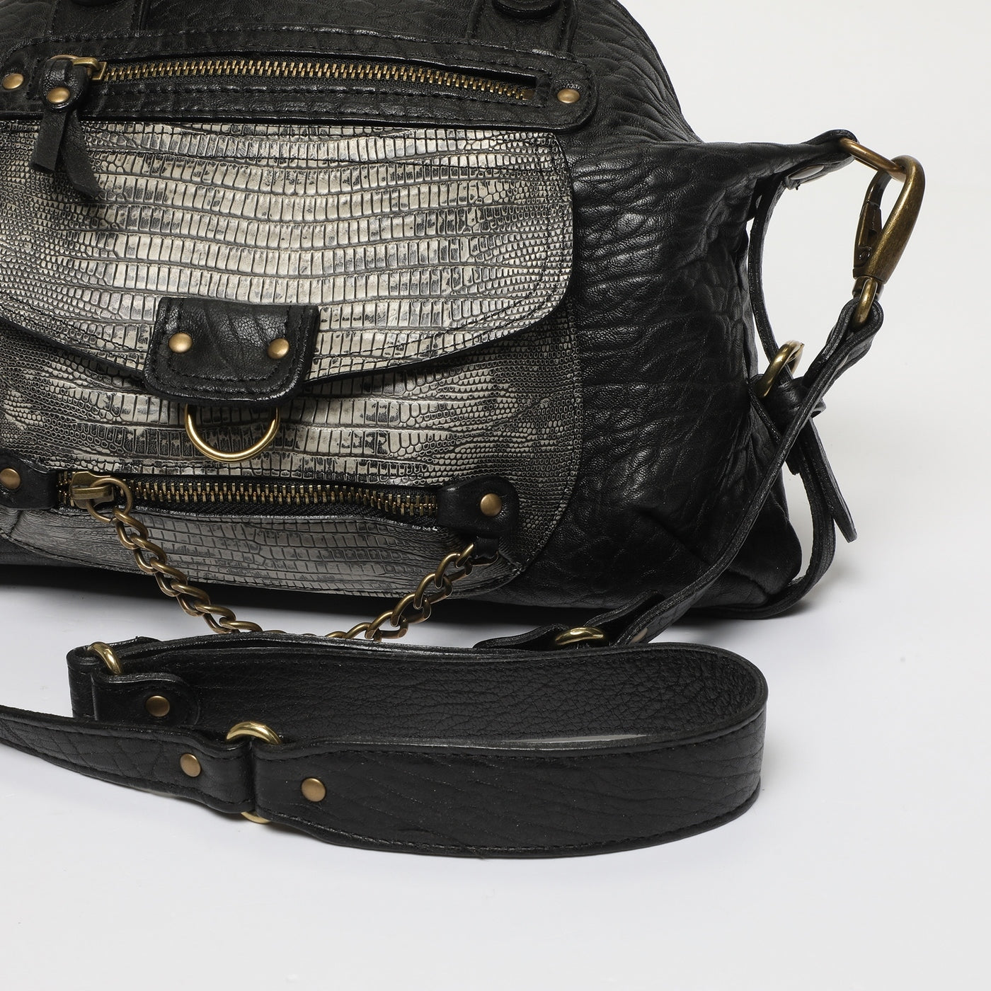 Sac À Main Mini Odelia - Noir/Imprime Python Gris