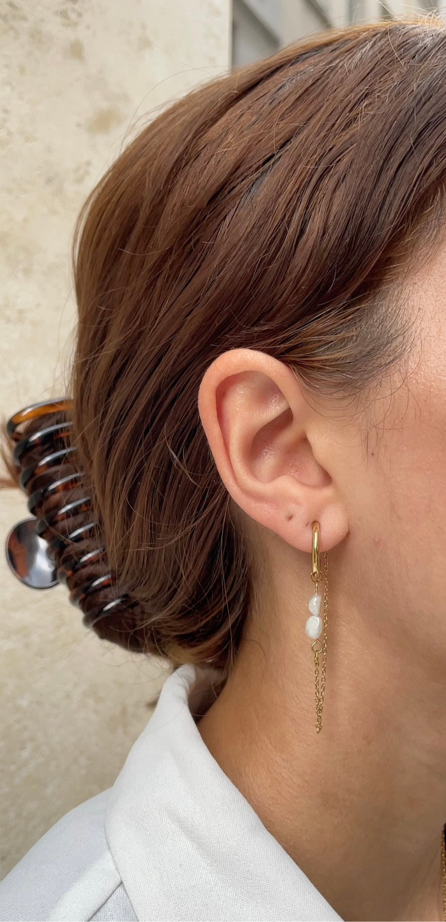 Boucles D'Oreilles Double Pearl