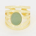 Bague Ajustable Thio Agate Verte - Laiton Doré