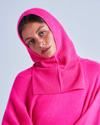Absolut Cashmere - Cagoule Longue Avec Fentes Alpine - Rose Fluo - 100% Cachemire 9GG - Femme