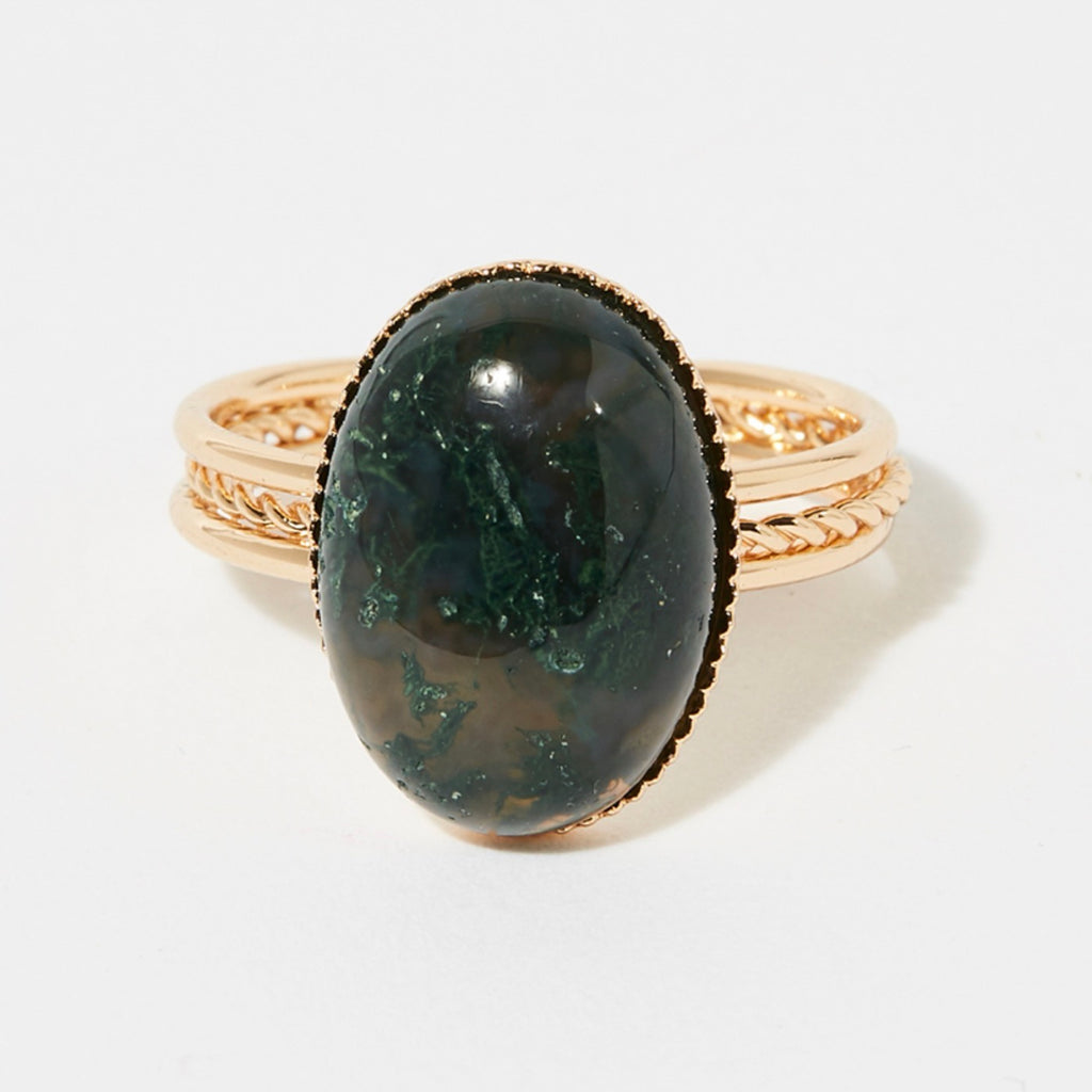 Bague Ajustable Tiga Olivine - Laiton Doré